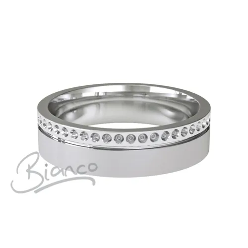 Patterned Designer White Gold Wedding Ring - Poeme